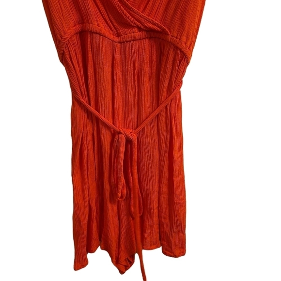 Asos orange v-neck date night spaghetti strap romper jumpsuit one pc. shorts set - Picture 6 of 9